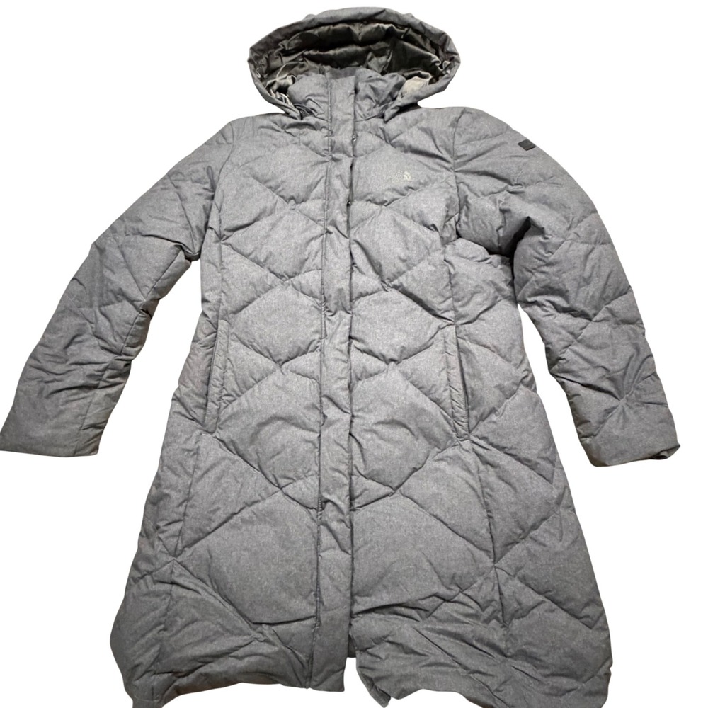 The North Face Miss Metro Parka 550 Down Jacket Grey Heathered Womens Large ws